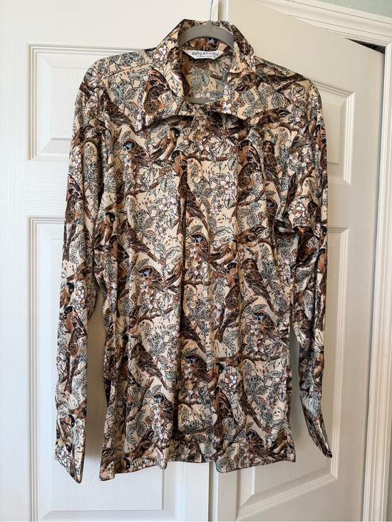 Oleg Cassini Tops - Vintage 1970s Oleg Cassini x Burma Disco Shirt Bird Print Button-Up L Excellent